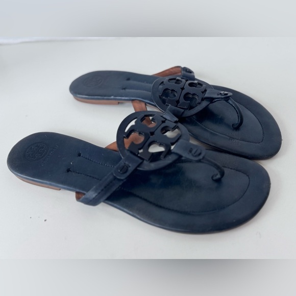 Tory Burch Navy Blue Leather Miller Thong Flats Size 9.5 - Picture 5 of 8